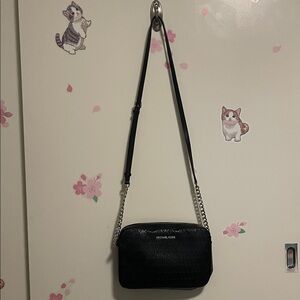 Michael Kors Black Crossbody Bag with Silver Chain